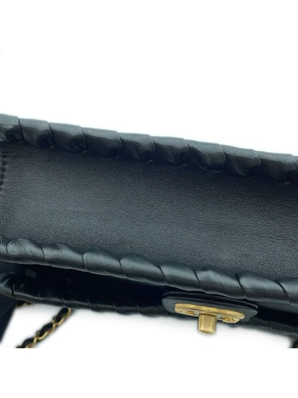 Chanel Chain Shoulder Bag Quilted CC Logo Single Flap Black
